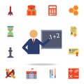 teacher at the blackboard colored icon. Detailed set of colored education icons. Premium graphic design. One of the collection Royalty Free Stock Photo