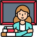 Teacher and blackboard icon, An avatar that is related to education vector