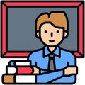 Teacher and blackboard icon, An avatar that is related to education vector