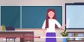 Teacher blogger recording online course video tutorial e-learning live streaming concept woman tutor giving educational