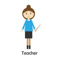 Teacher in cartoon style, school card for kid, preschool activity for children, vector illustration Royalty Free Stock Photo