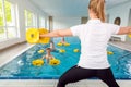 Teacher or coach in water gymnastics class Royalty Free Stock Photo