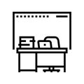 teacher desk primary school line icon vector illustration