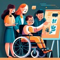 A teacher with a disability working with students