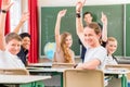 Teacher educate or teaching a class of pupils in school Royalty Free Stock Photo