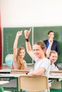 Teacher educate or teaching a class of pupils in school Royalty Free Stock Photo