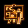 teacher english neon glow icon illustration