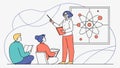 Teacher Explaining Atom to Students, Scientific Education Vector Design Generative AI Royalty Free Stock Photo
