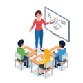 Teacher Explaining Diagram to Students, Classroom Education Royalty Free Stock Photo