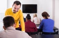 Teacher explaining difficult problem to student Royalty Free Stock Photo