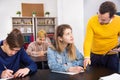 Teacher explaining difficult problem to student Royalty Free Stock Photo