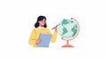 Teacher Explaining Geography with Globe and Book Illustration Concept Royalty Free Stock Photo