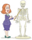 Anatomy lesson with a skeleton at school