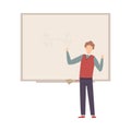 Teacher explains equation on blackboard vector illustration Royalty Free Stock Photo