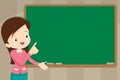 Teacher in front of chalkboard with copy space for your text Royalty Free Stock Photo