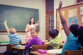 Teacher gettting an answer from a student Royalty Free Stock Photo