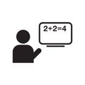 Teacher giving lecture icon vector sign and symbol isolated on w