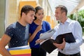Teacher with group student outdoors Royalty Free Stock Photo