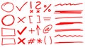 Teacher Hand Drawn Corrections Set in Red With Font Elements & Arrows Royalty Free Stock Photo