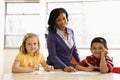 Teacher Helping Students With Schoolwork Royalty Free Stock Photo