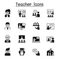 Teacher, lecturer, professor, speaker icons set vector illustration graphic design Royalty Free Stock Photo