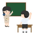 Teacher Interacting with Student in Classroom Royalty Free Stock Photo