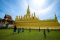 Teacher and kids are go on a study field trip In tourist in Laos Royalty Free Stock Photo