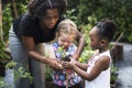 Teacher and kids school learning ecology gardening Royalty Free Stock Photo