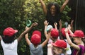 Teacher and kids school learning ecology gardening Royalty Free Stock Photo