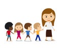 Teacher with kids on white background. Royalty Free Stock Photo