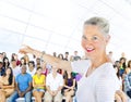 Teacher and large group of student in Lecture room Royalty Free Stock Photo