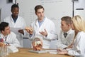 Teacher With Model Of Brain In Biology Class