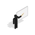 Teacher near the blackboard with pointer icon Royalty Free Stock Photo