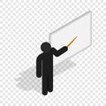 Teacher near the blackboard with pointer icon Royalty Free Stock Photo