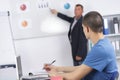 Teacher pointing at white board Royalty Free Stock Photo