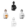 Teacher.Professions single icon in cartoon,black style vector symbol stock illustration web. Royalty Free Stock Photo