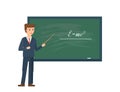 Teacher, professor standing in front of blank school blackboard. Royalty Free Stock Photo