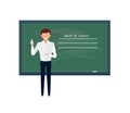 Teacher, professor standing in front of blank school blackboard. Royalty Free Stock Photo