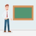 Teacher, professor standing in front of blank school blackboard Royalty Free Stock Photo