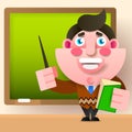 Teacher, Professor Standing In Front Of Blank School Blackboard Vector Illustration. School Teacher Royalty Free Stock Photo