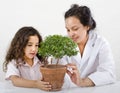 Teacher pupil sience tree Royalty Free Stock Photo