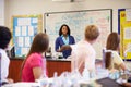 Teacher And Pupils In High School Science Class Royalty Free Stock Photo