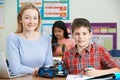 Teacher With Pupils In Science Lesson Studying Robotics Royalty Free Stock Photo