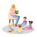 Teacher read book for group of preschool children Royalty Free Stock Photo