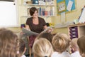 A teacher reads to a primary class