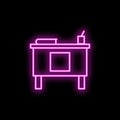 Teacher\'s desk neon icon. Simple thin line, outline vector of school icons for ui and ux, website or mobile application Royalty Free Stock Photo