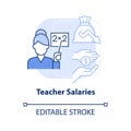 Teacher salaries light blue concept icon
