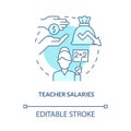 Teacher salaries turquoise concept icon