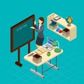 Teacher At School Isometric Composition banner Royalty Free Stock Photo