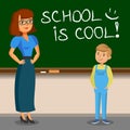 Teacher and schoolboy writing on chalk board. Back to school. Royalty Free Stock Photo